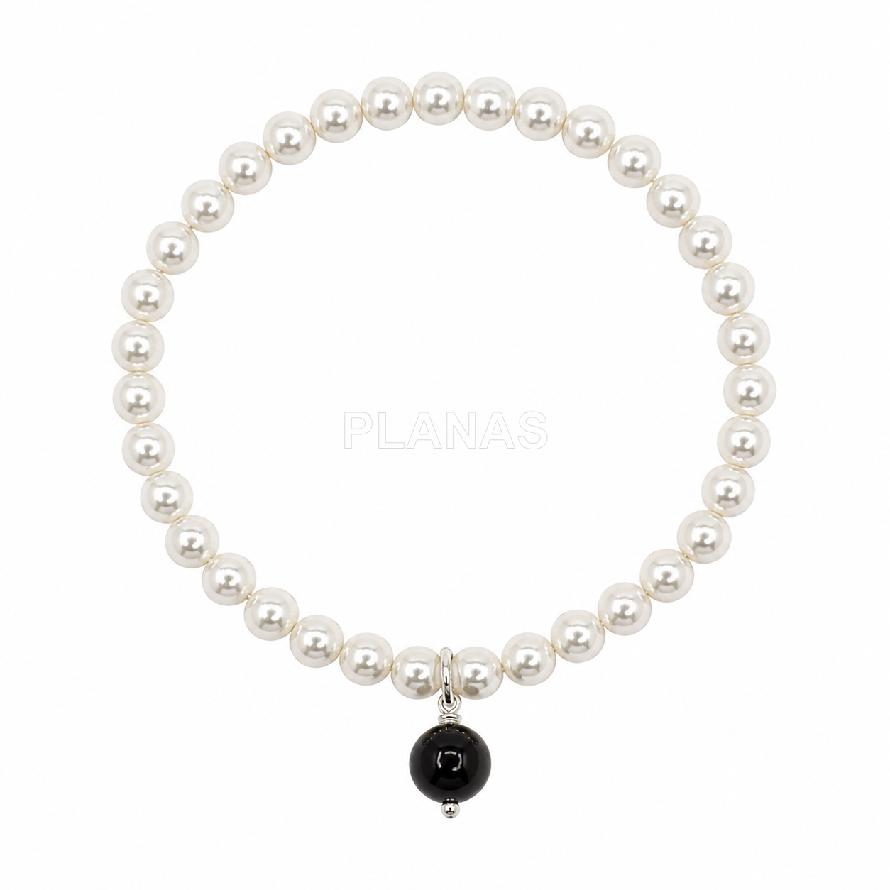 Pulsera elástica con perlas Cristal Austríaco de alta calidad de 4mm y Minerales de 6mm. 