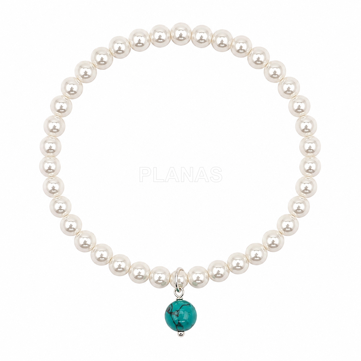 Pulsera elástica con perlas Cristal Austríaco de alta calidad de 4mm y Minerales de 6mm. 
