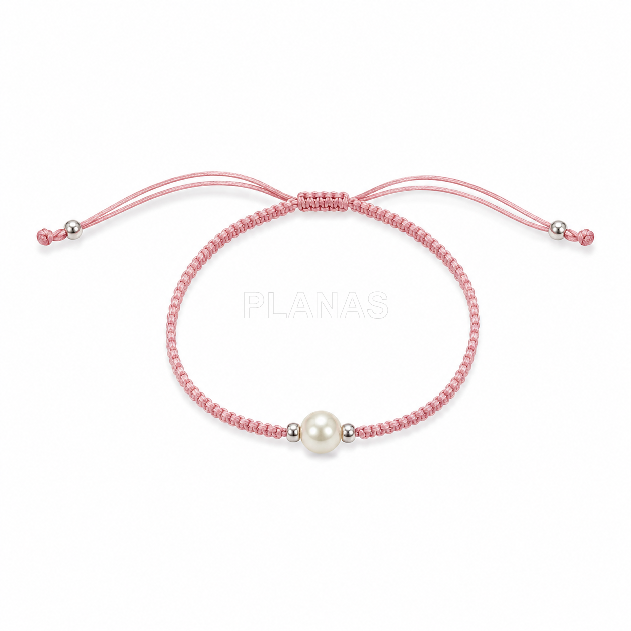 Pulsera macramé en Plata de ley y perla cultivada. 