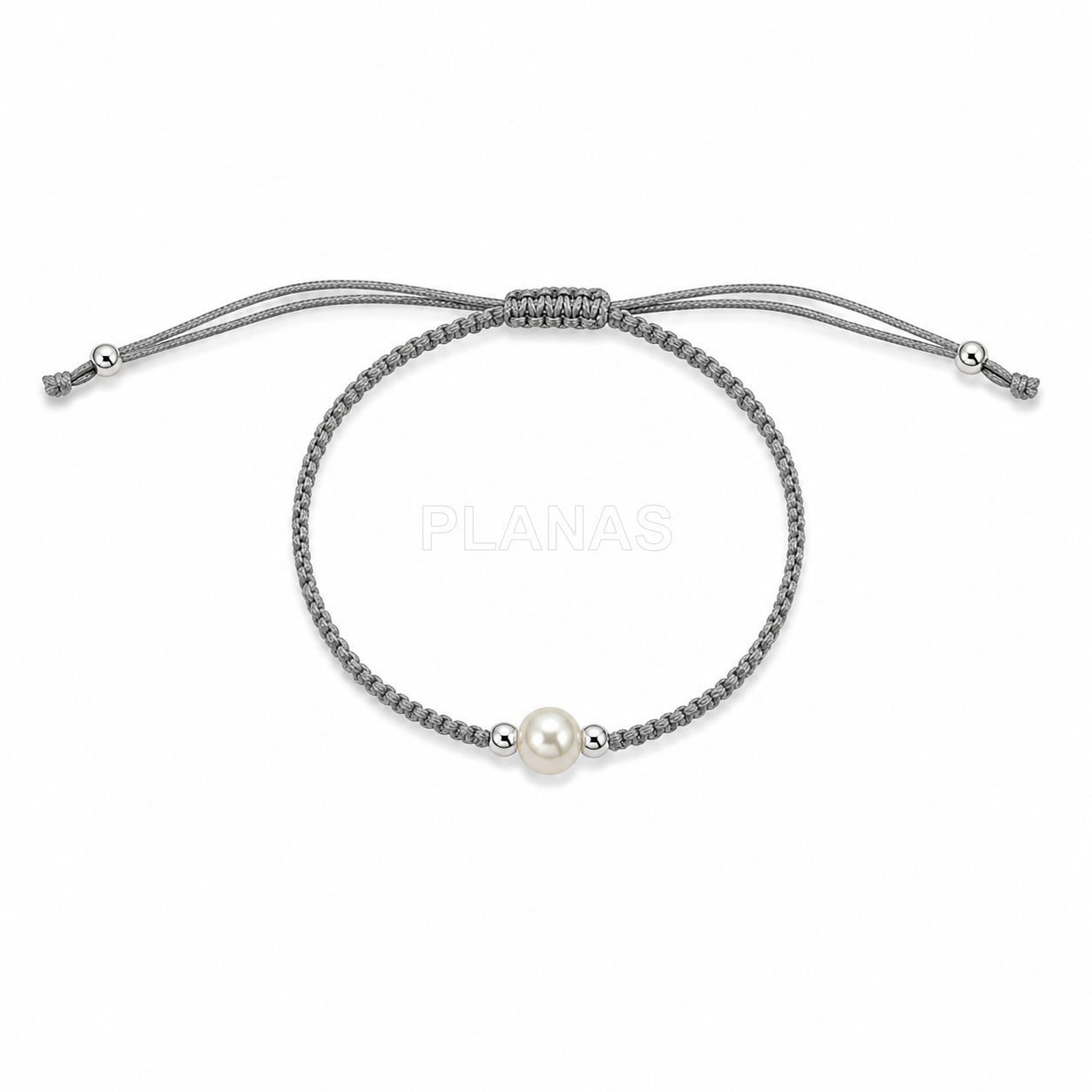 Pulsera macramé en Plata de ley y perla cultivada. 