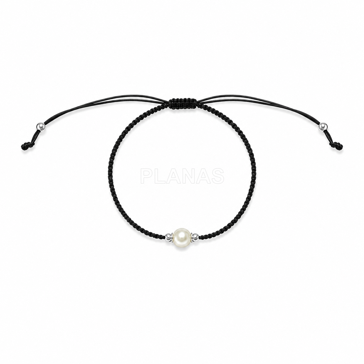Pulsera macramé en Plata de ley y perla cultivada. 