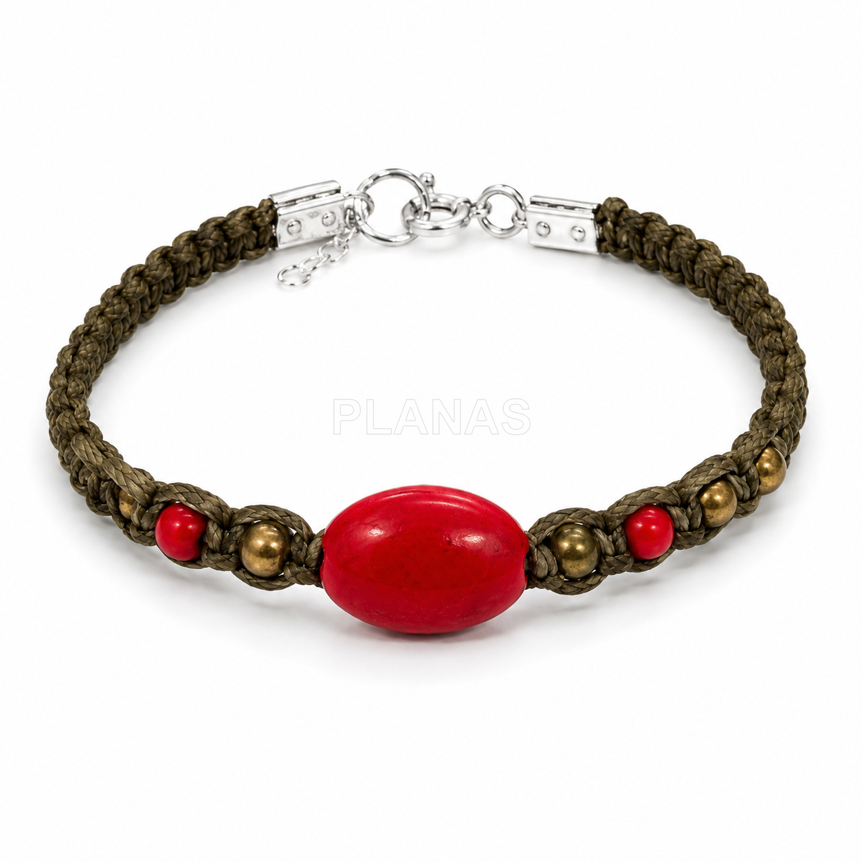 Pulsera en plata de ley y semilla.  