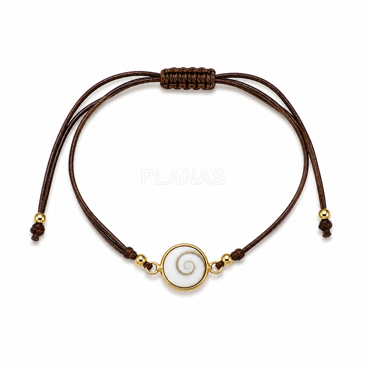 Pulseira de macramê em prata de lei com banho de ouro e desenho de shiva.  