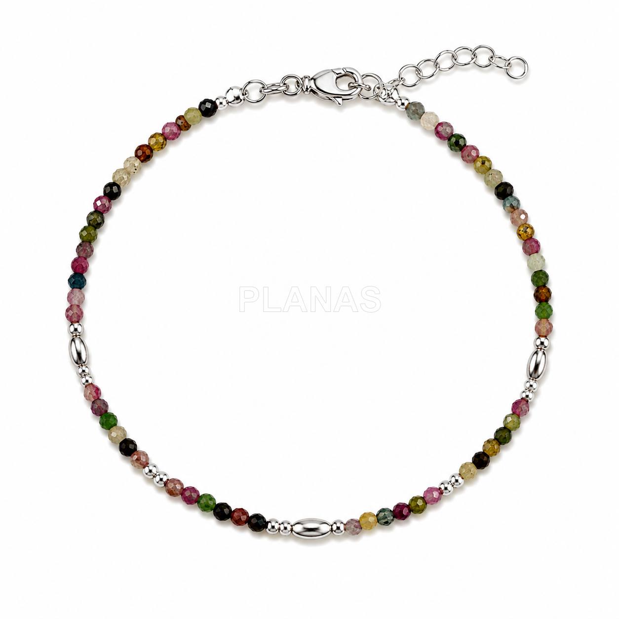 Pulseira em prata de lei e minerais de 3mm.