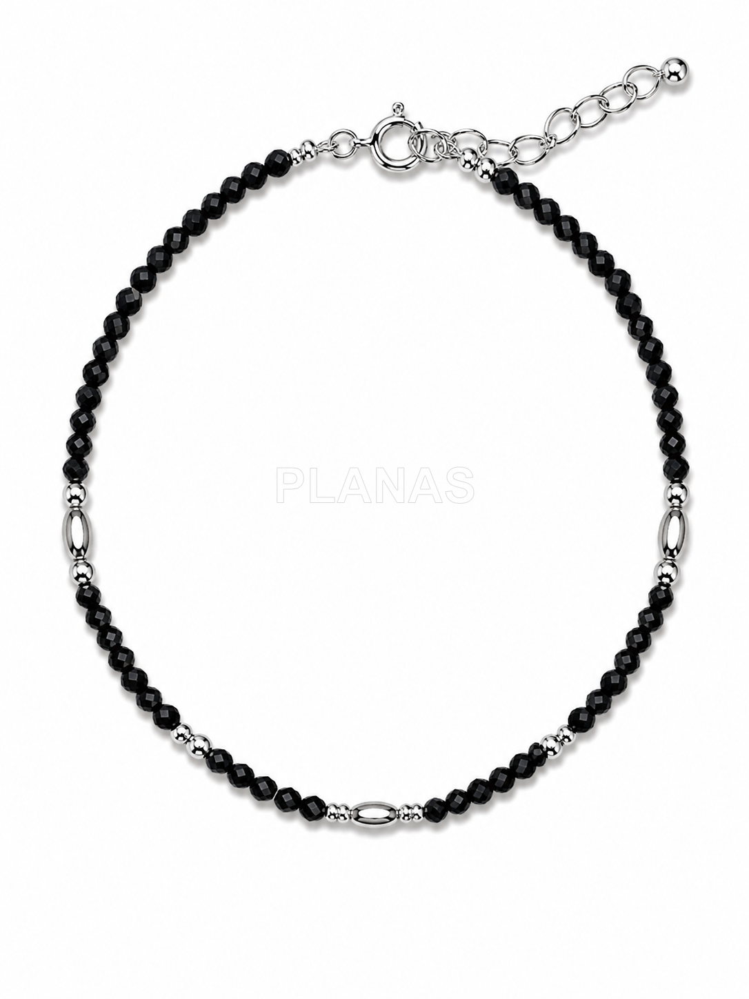Pulseira em prata de lei e minerais de 3mm.