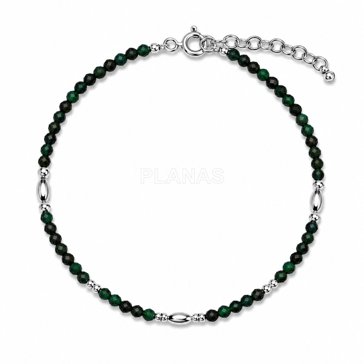 Pulseira em prata de lei e minerais de 3mm.