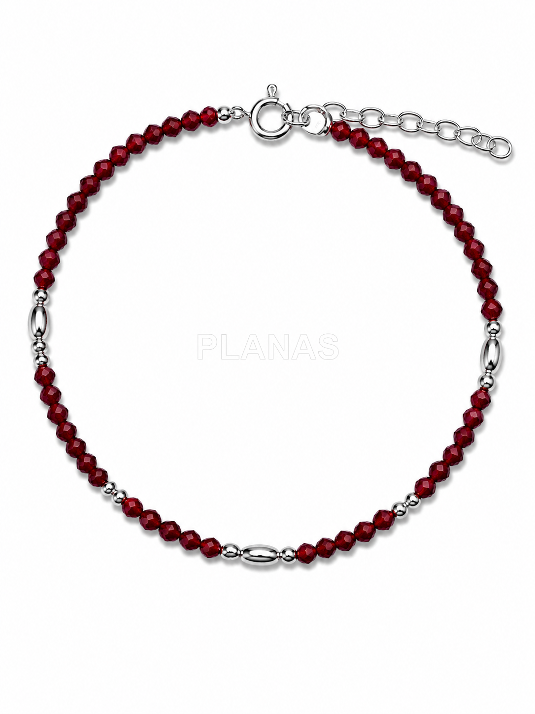 Pulseira em prata de lei e minerais de 3mm.