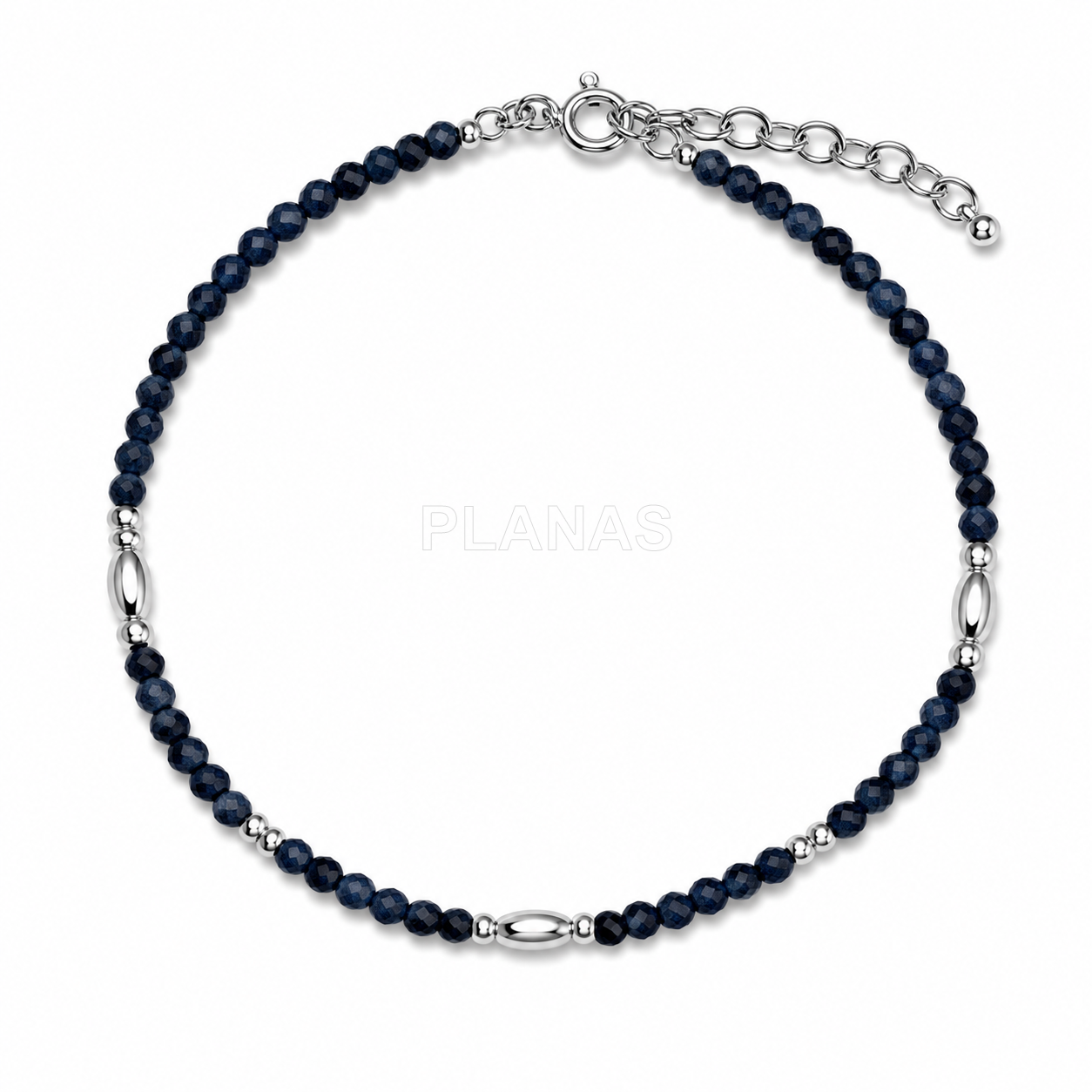 Pulseira em prata de lei e minerais de 3mm.