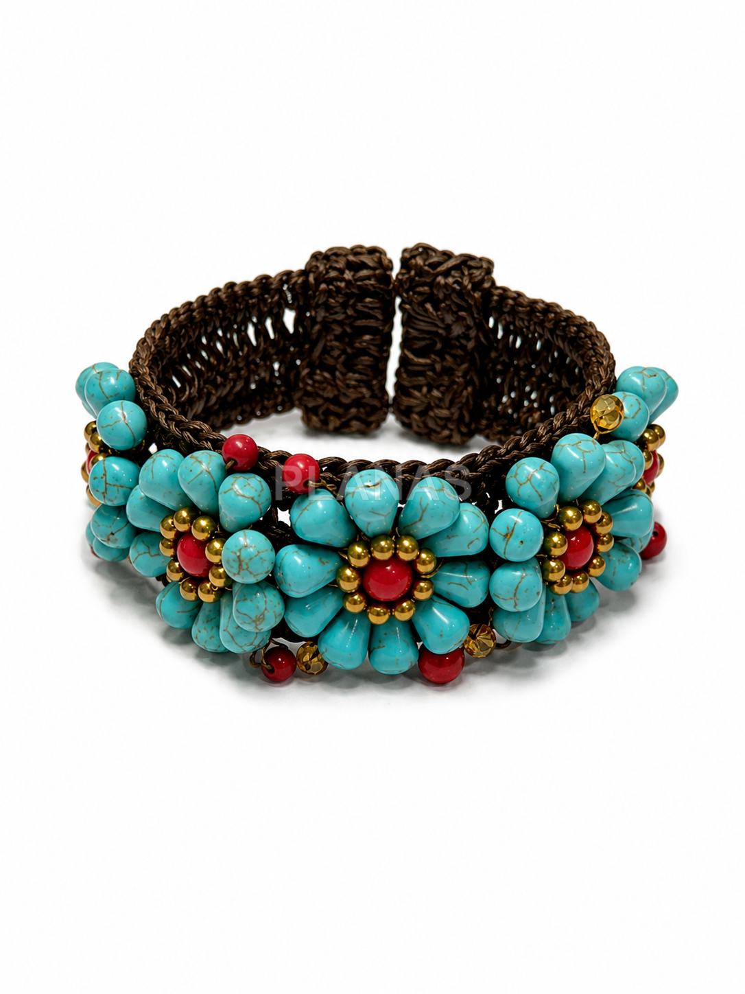 Pulseira de crochê feita à mão.