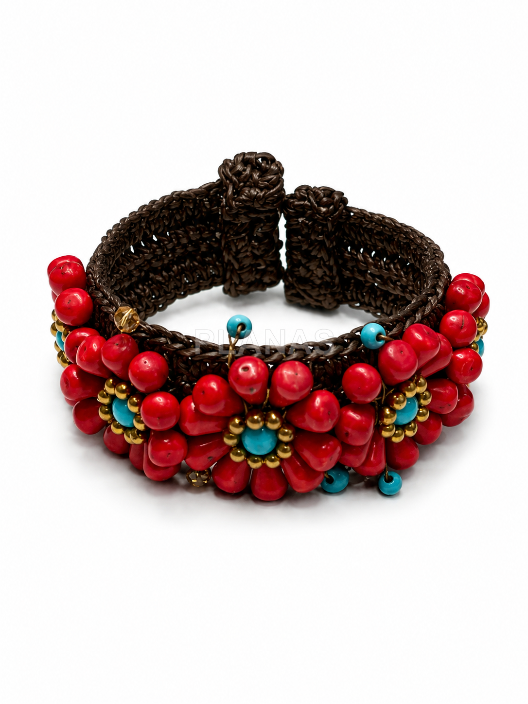 Pulseira de crochê feita à mão.