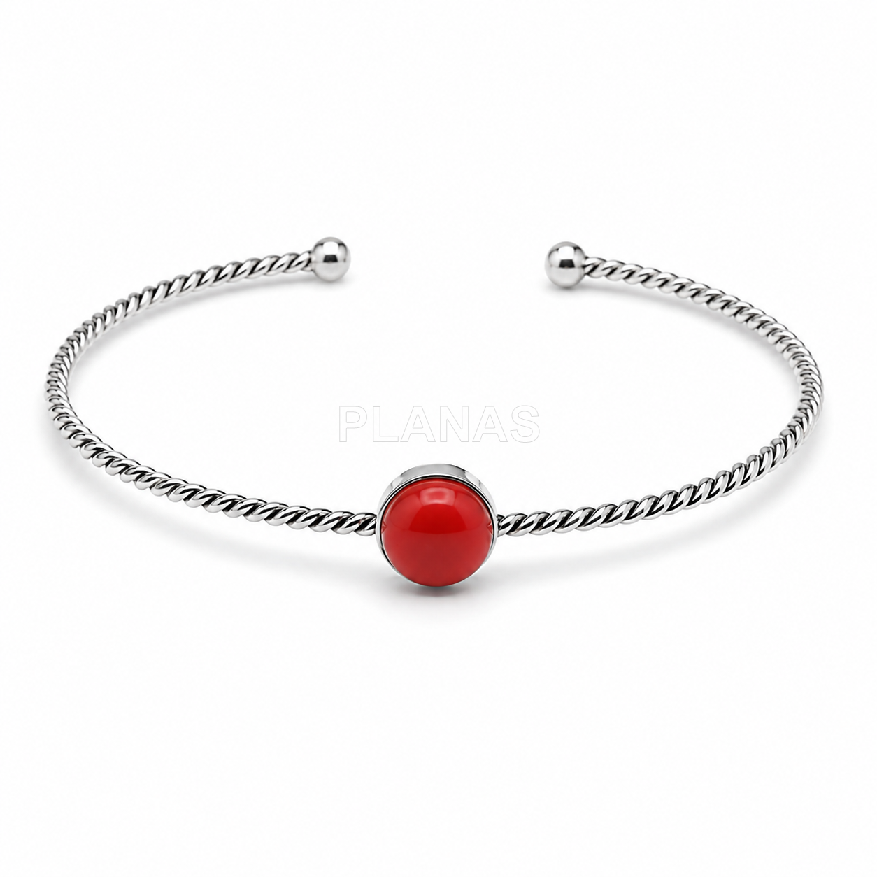 Pulsera rigida en plata de ley.  