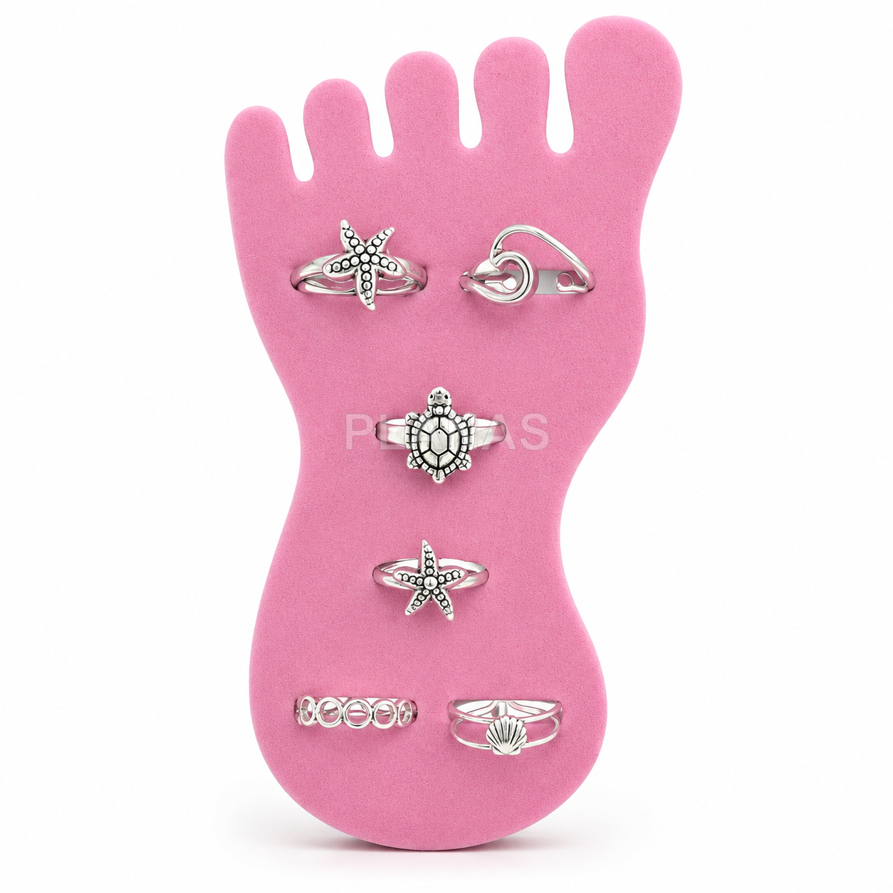Pack de 6 anillos de pie o falange en Plata de Ley.