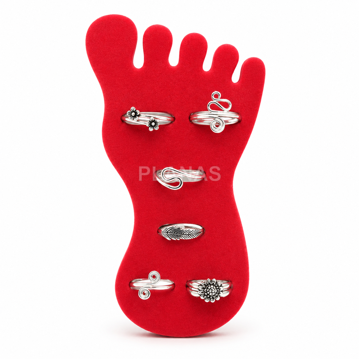 Pack de 6 anillos de pie o falange en Plata de Ley.