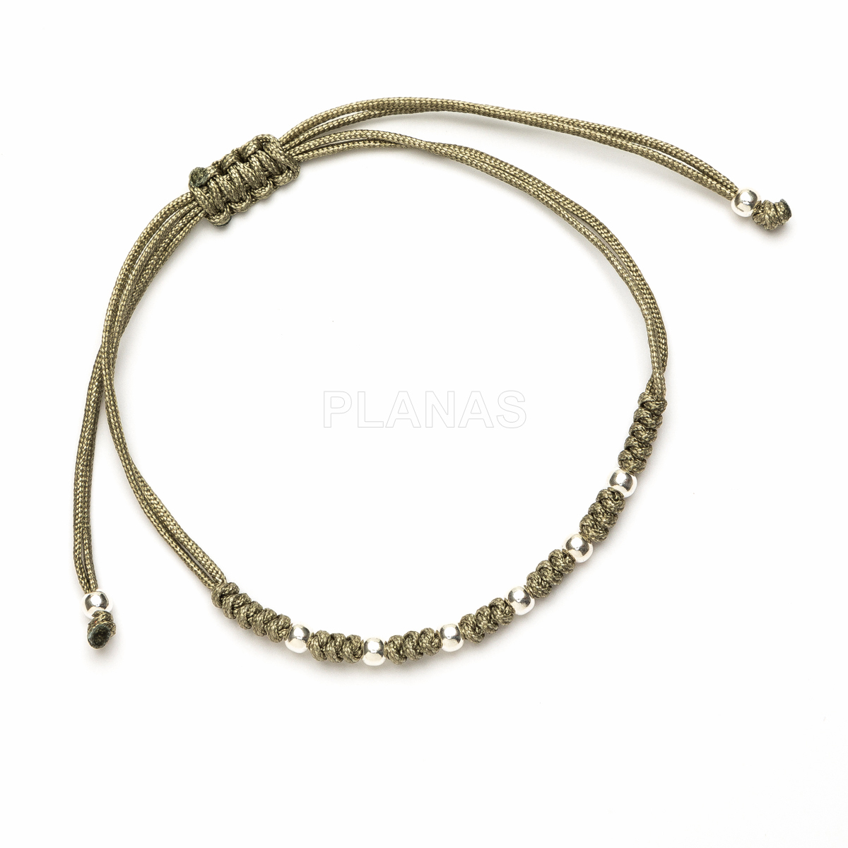 Pulseira de macramê em prata de lei. 