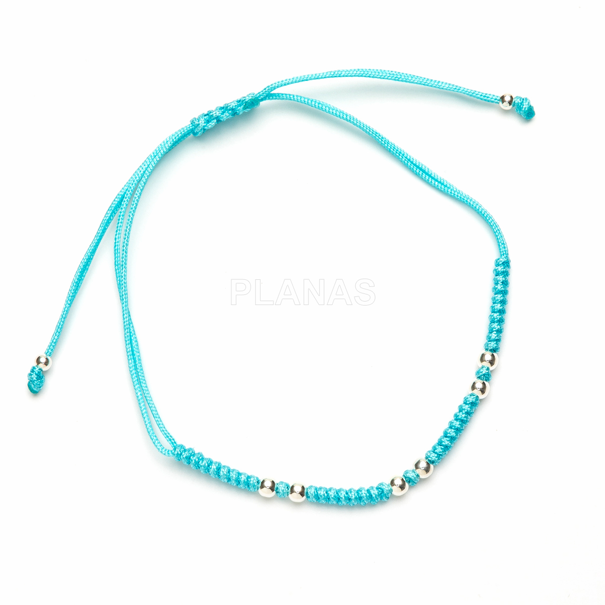 Pulseira de macramê em prata de lei. 