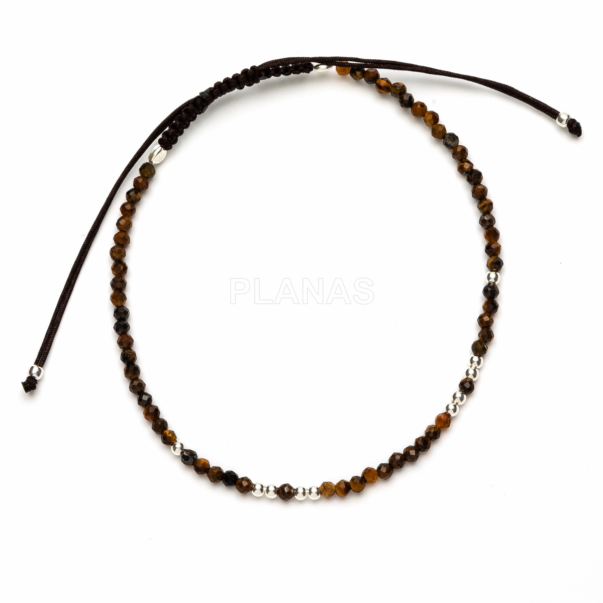 Pulseira de macramê em prata de lei com minerais. 