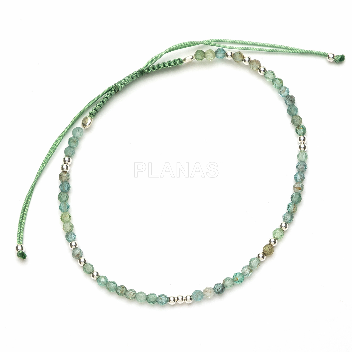Pulseira de macramê em prata de lei com minerais. 