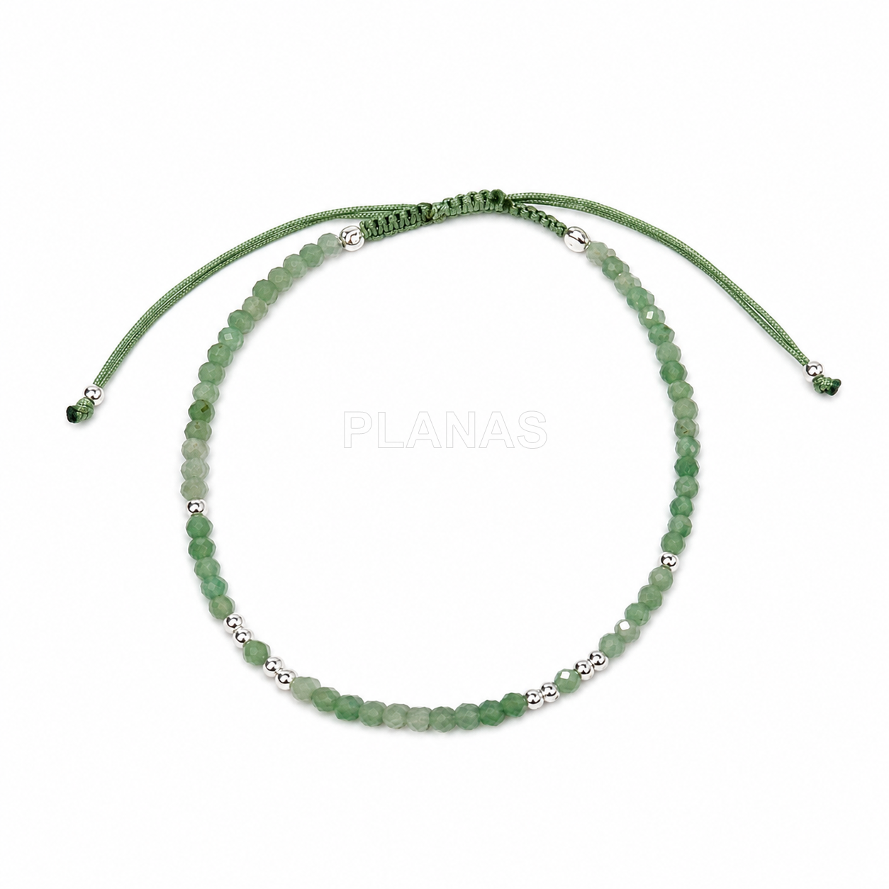 Pulseira de macramê em prata de lei com minerais. 