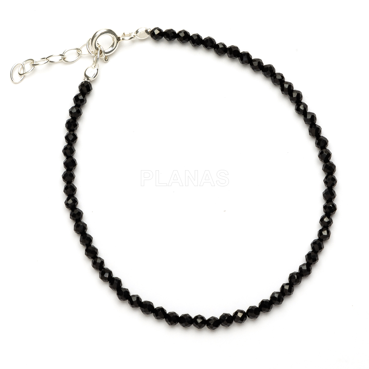 Pulseira de macramê em prata de lei com minerais. 