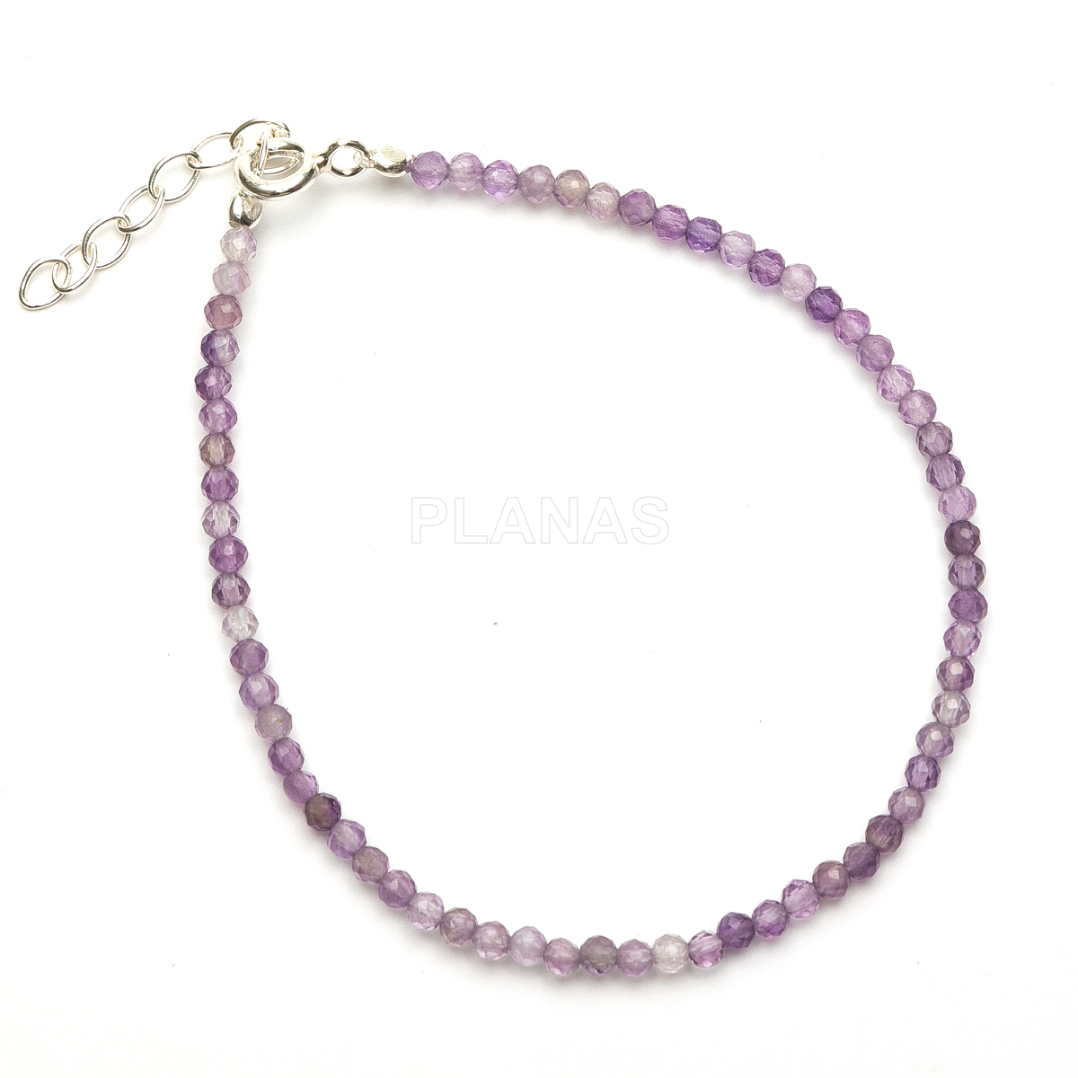 Pulseira de macramê em prata de lei com minerais. 