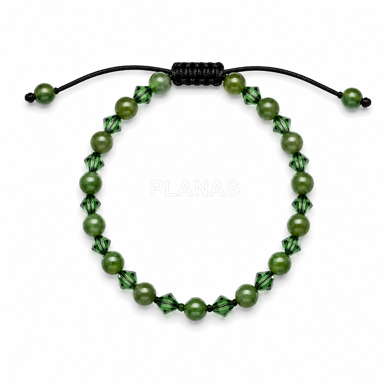 Pulseira de macramê com cristais austríacos e componentes minerais. 