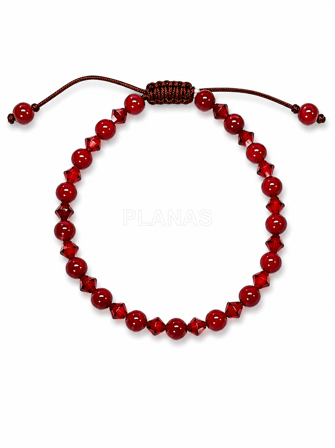 Pulseira de macramê com cristais austríacos e componentes minerais. 