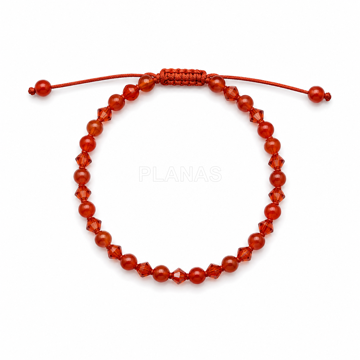 Pulseira de macramê com cristais austríacos e componentes minerais. 