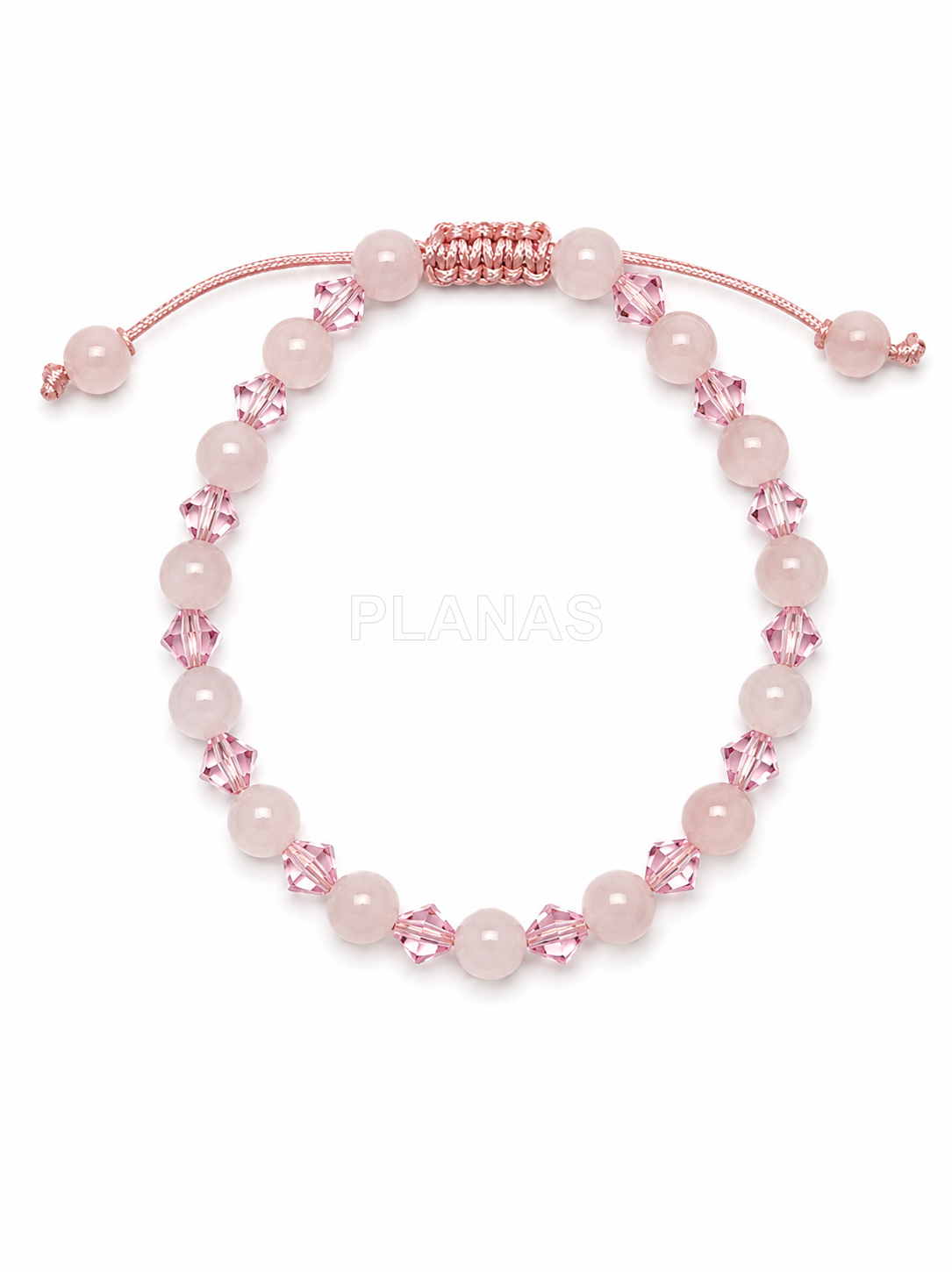 Pulseira de macramê com cristais austríacos e componentes minerais. 