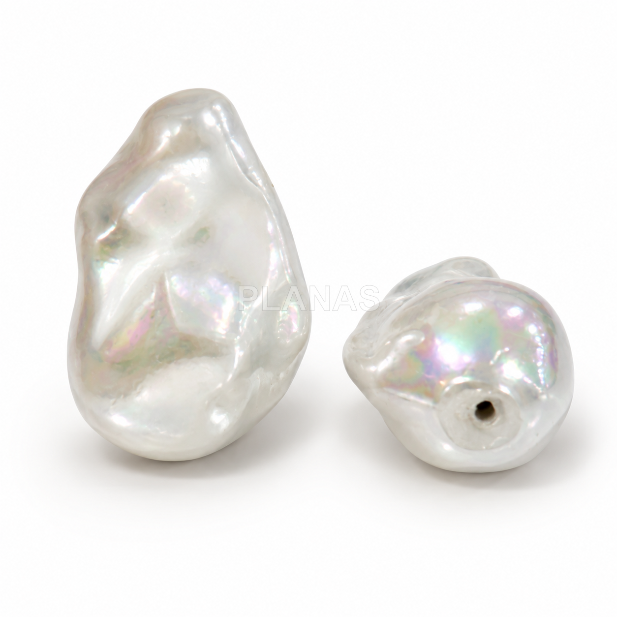 Perla barroca sintética color Blanco. 25x15mm. 