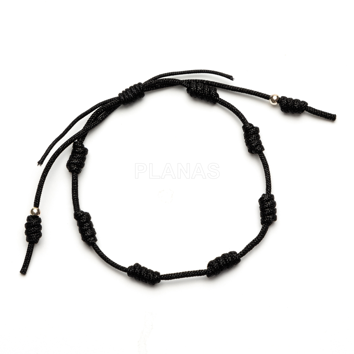 Pulseira de macramê preta para montar com contas de prata de lei.