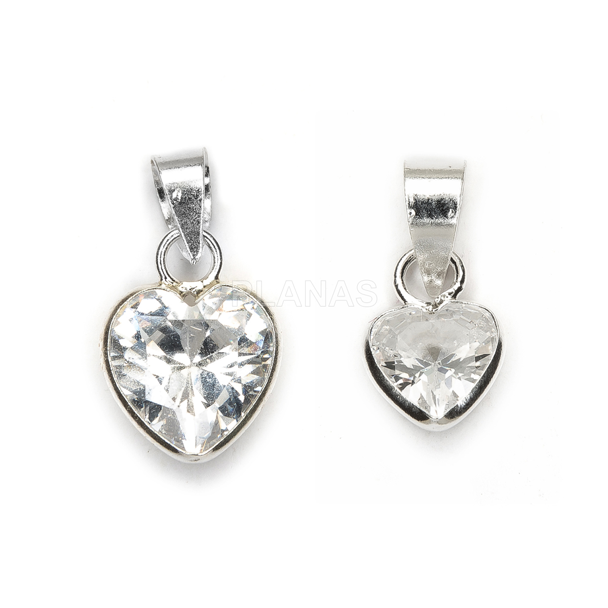 Colgante en Plata de ley y Circonita.  CORAZÓN.