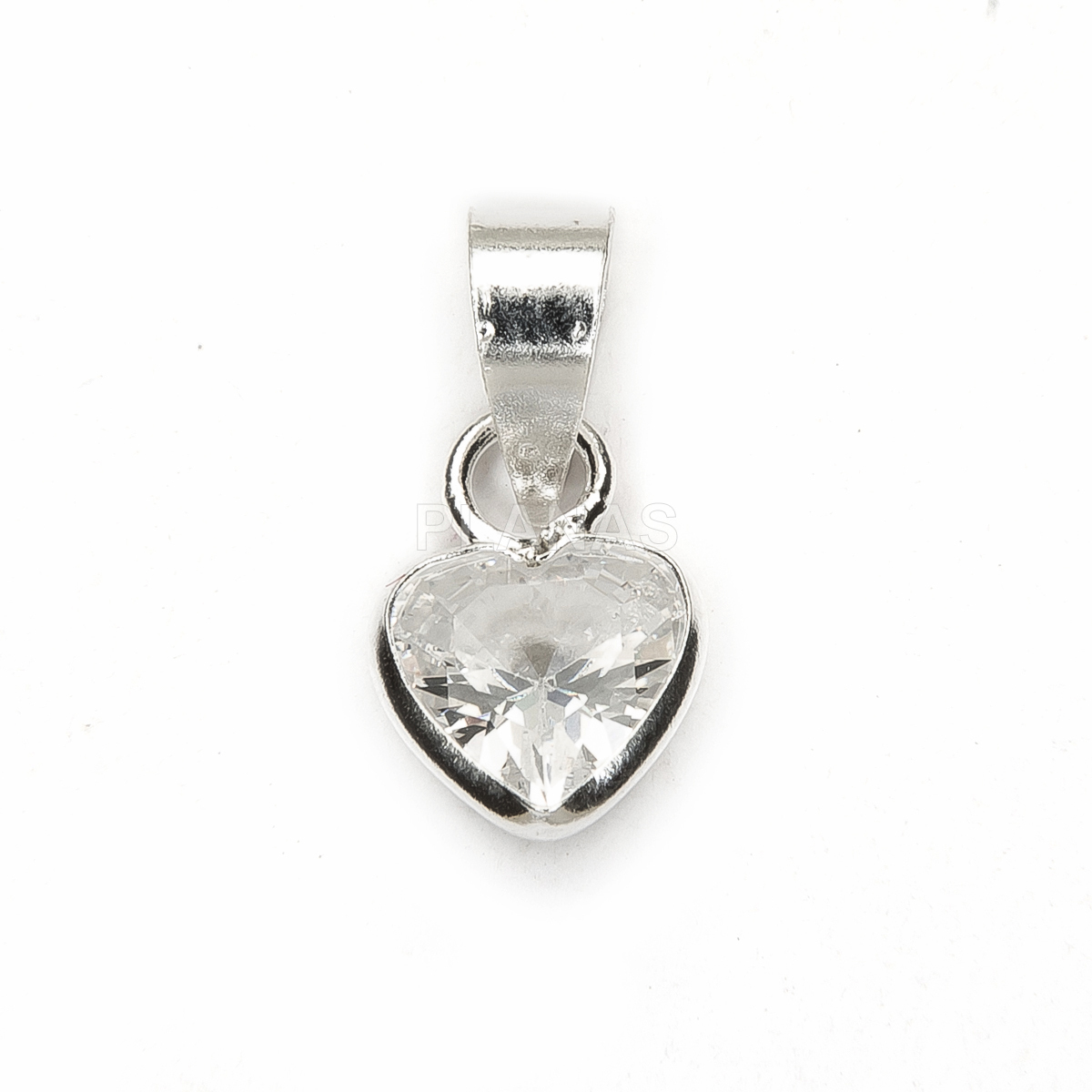 Colgante en Plata de ley y Circonita.  CORAZÓN.