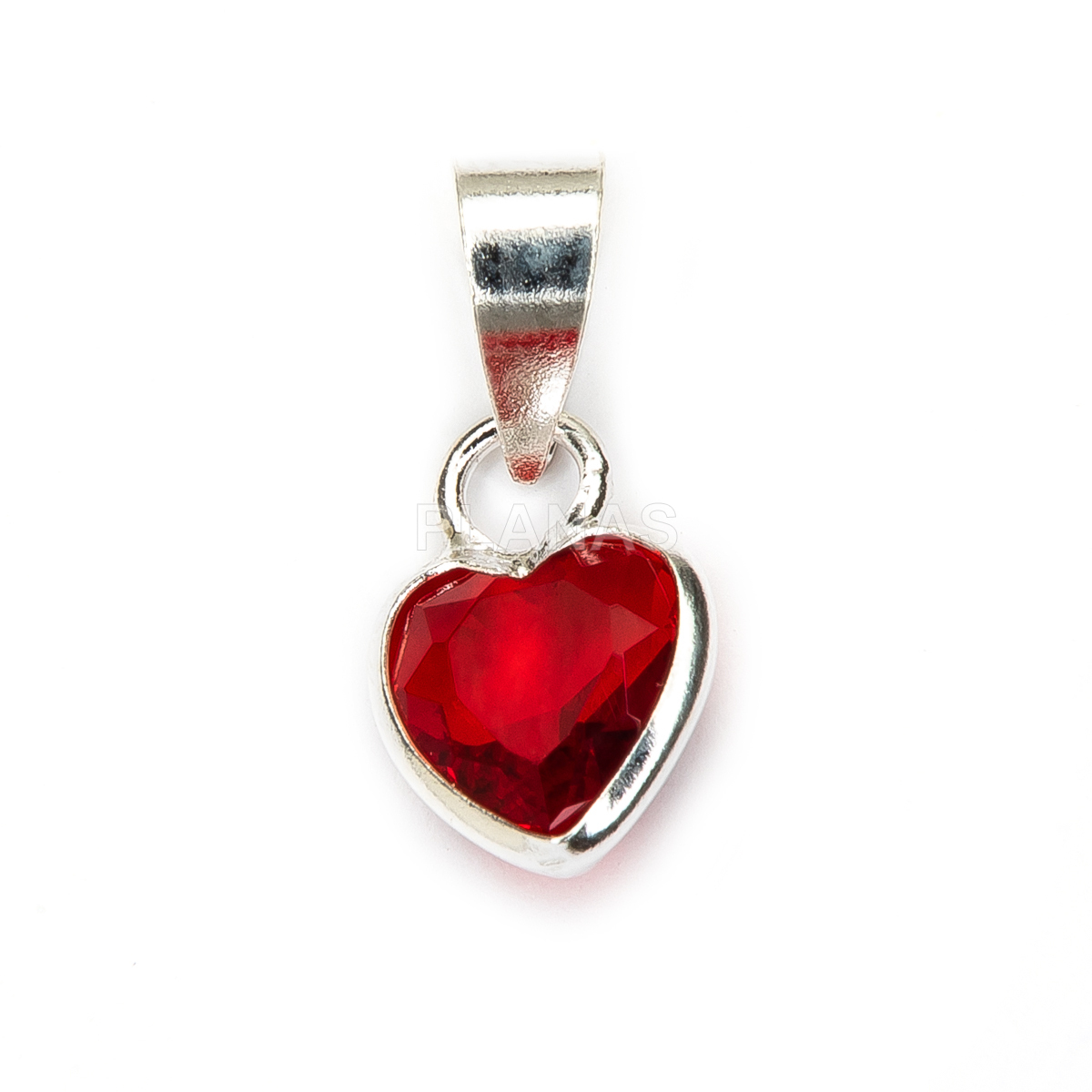 Colgante en Plata de ley y circonita. CORAZÓN.