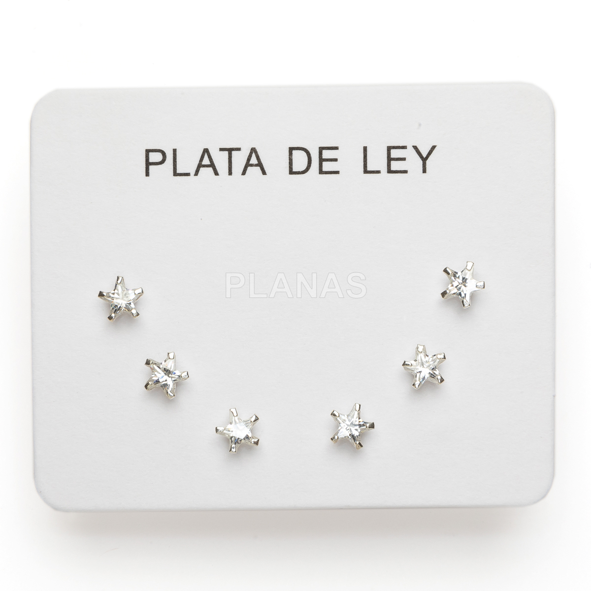 Display de 3pr de Pendientes en Plata de ley y circonitas. ESTRELLAS.