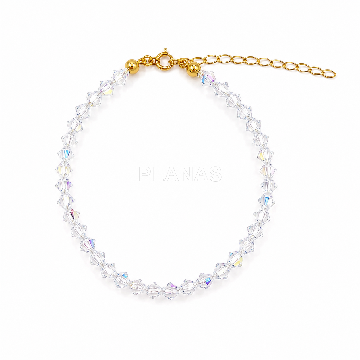 Pulsera con tupi de 5mm colo A/B y plata de ley y baño Oro.