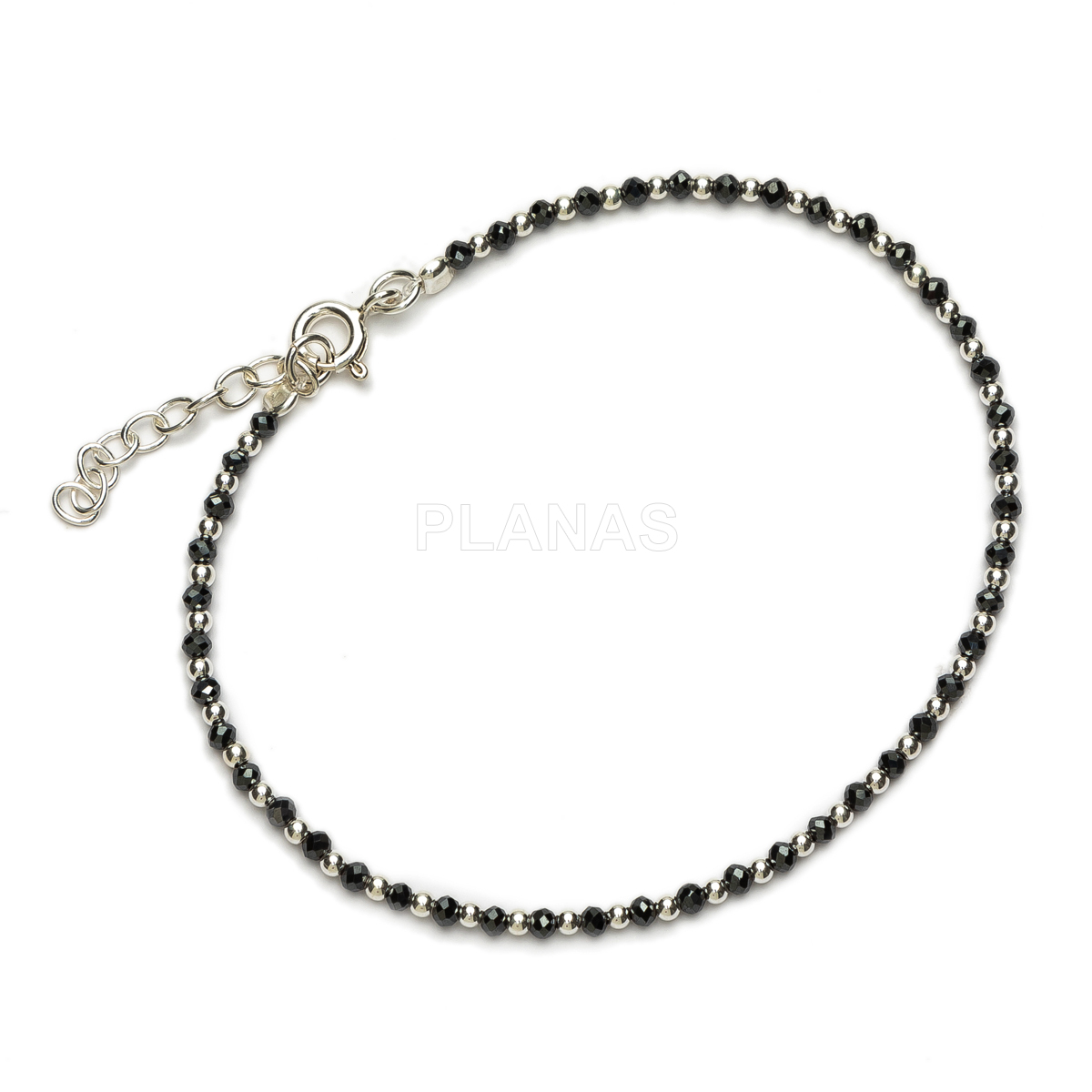 Pulsera en plata de ley y Minerales en 2mm facetado.