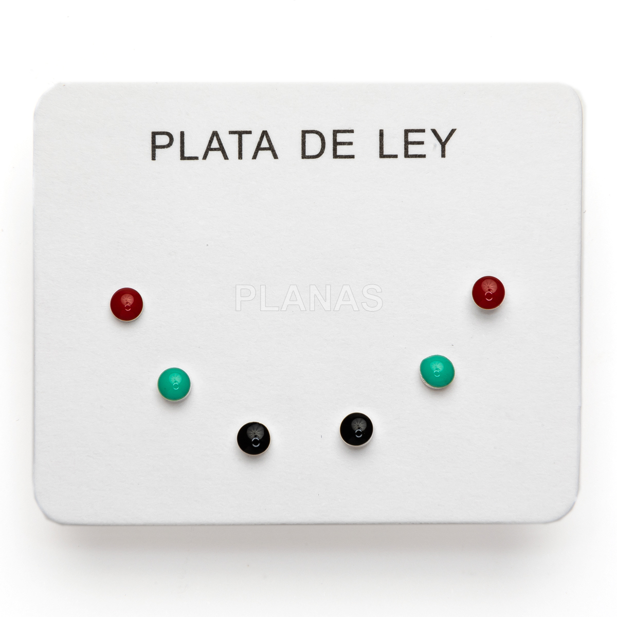 Display de 3pr de Pendientes en Plata de ley. Coral, Turquesa y negro.  
