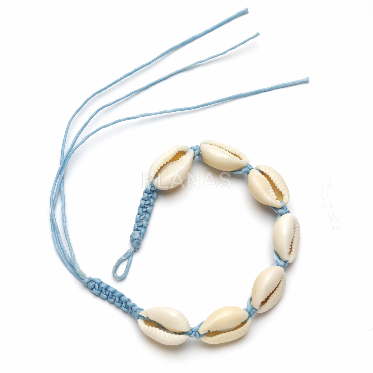 Pulseras o Tobillera trenzada con conchas e hilo encerado resistente al agua.