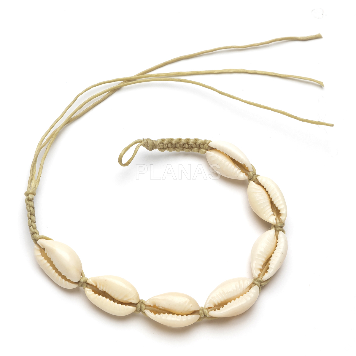 Pulseras o Tobillera trenzada con conchas e hilo encerado resistente al agua.