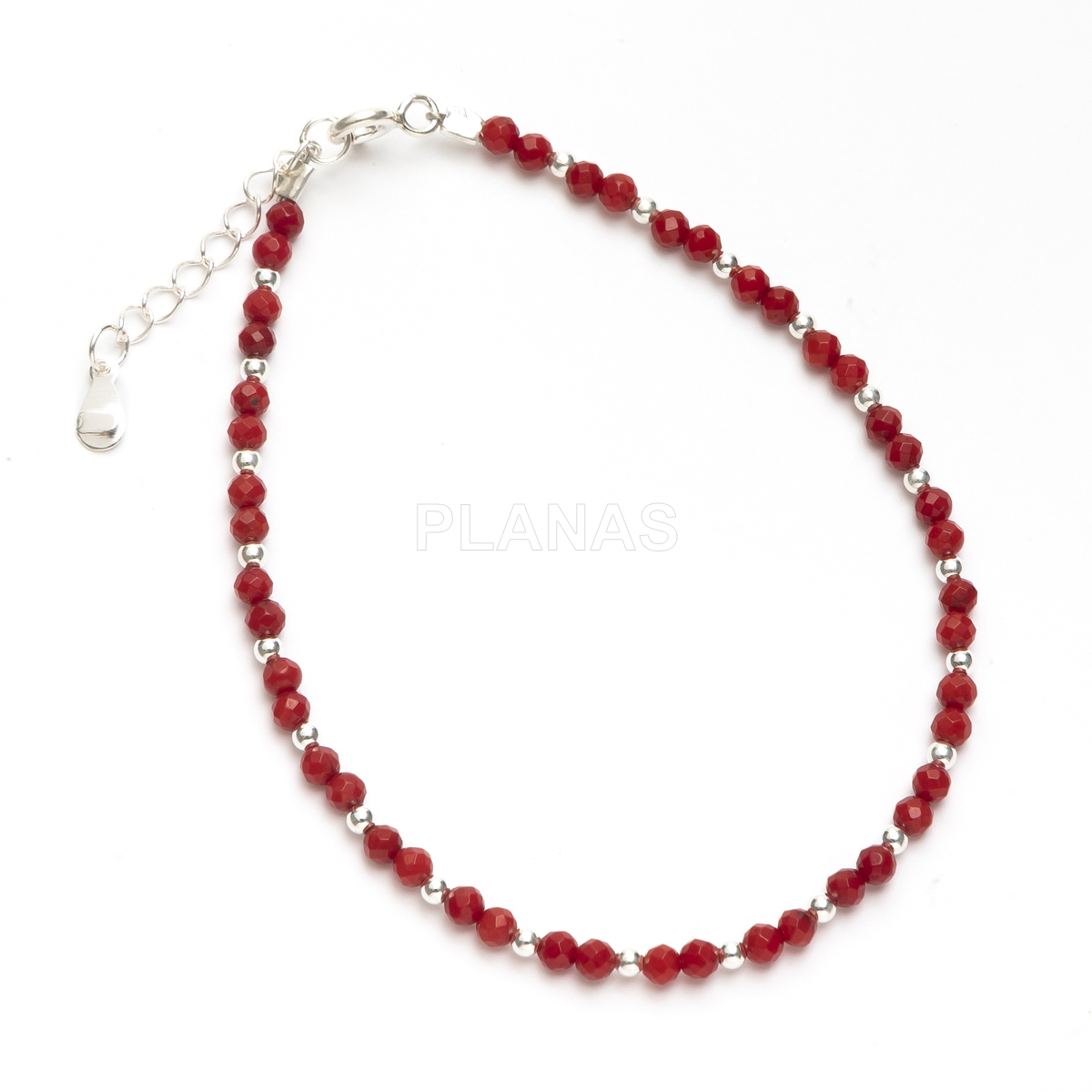 Pulsera en plata de ley y Minerales en 3mm facetado.