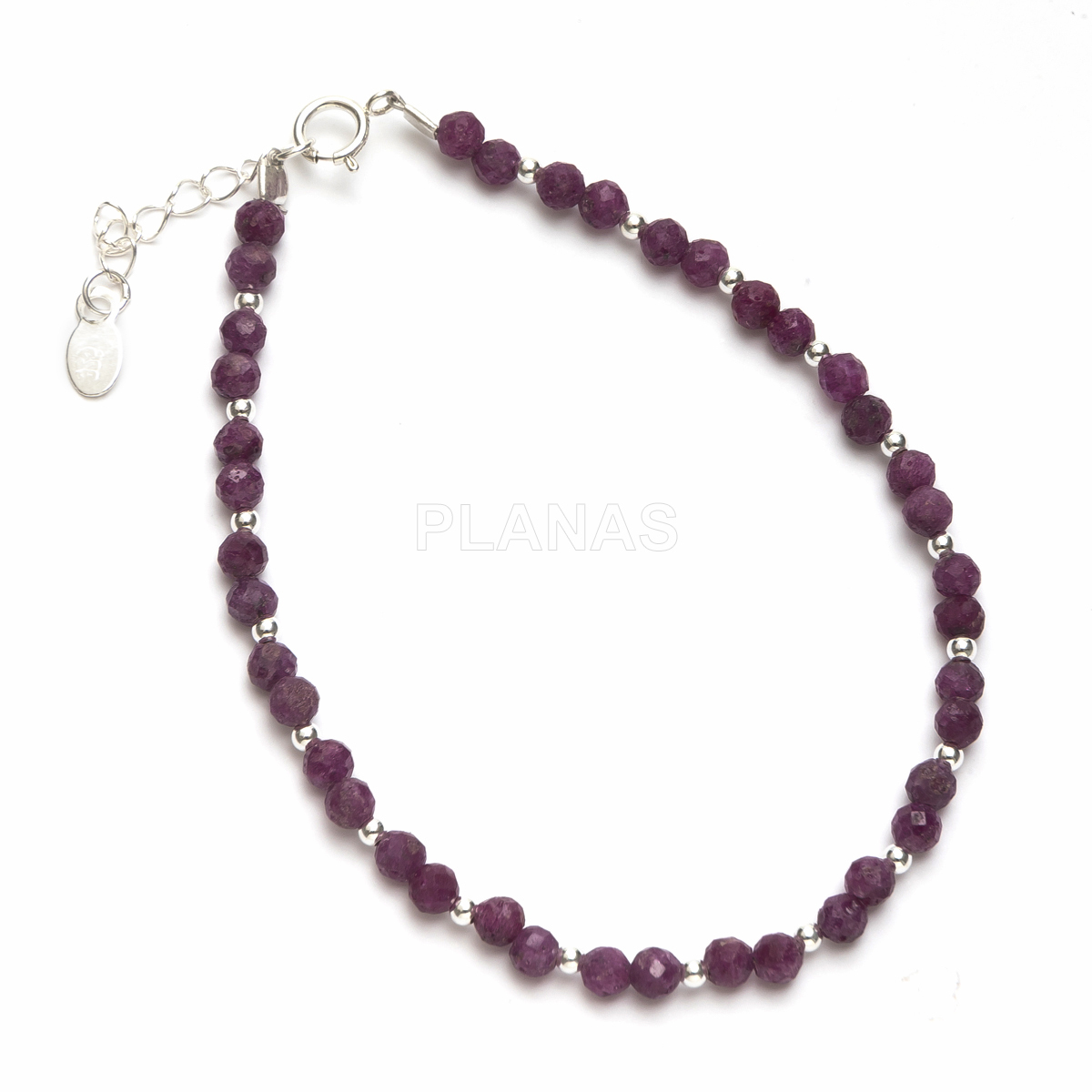Pulsera en plata de ley y Minerales en 3mm facetado.