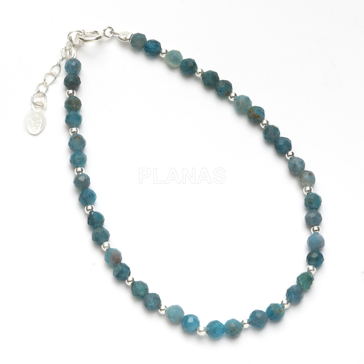 Pulsera en plata de ley y Minerales en 3mm facetado.
