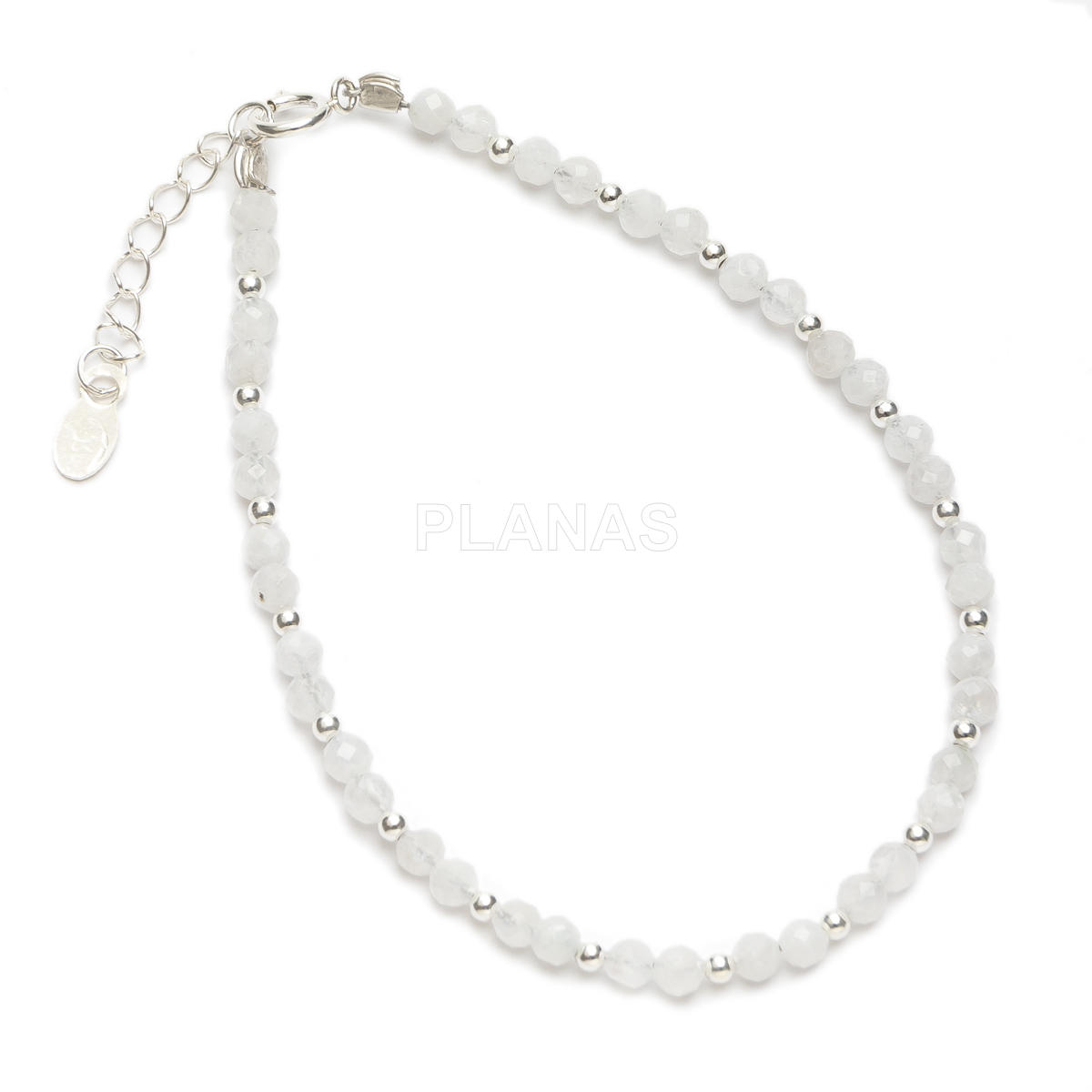 Pulsera en plata de ley y Minerales en 3mm facetado.