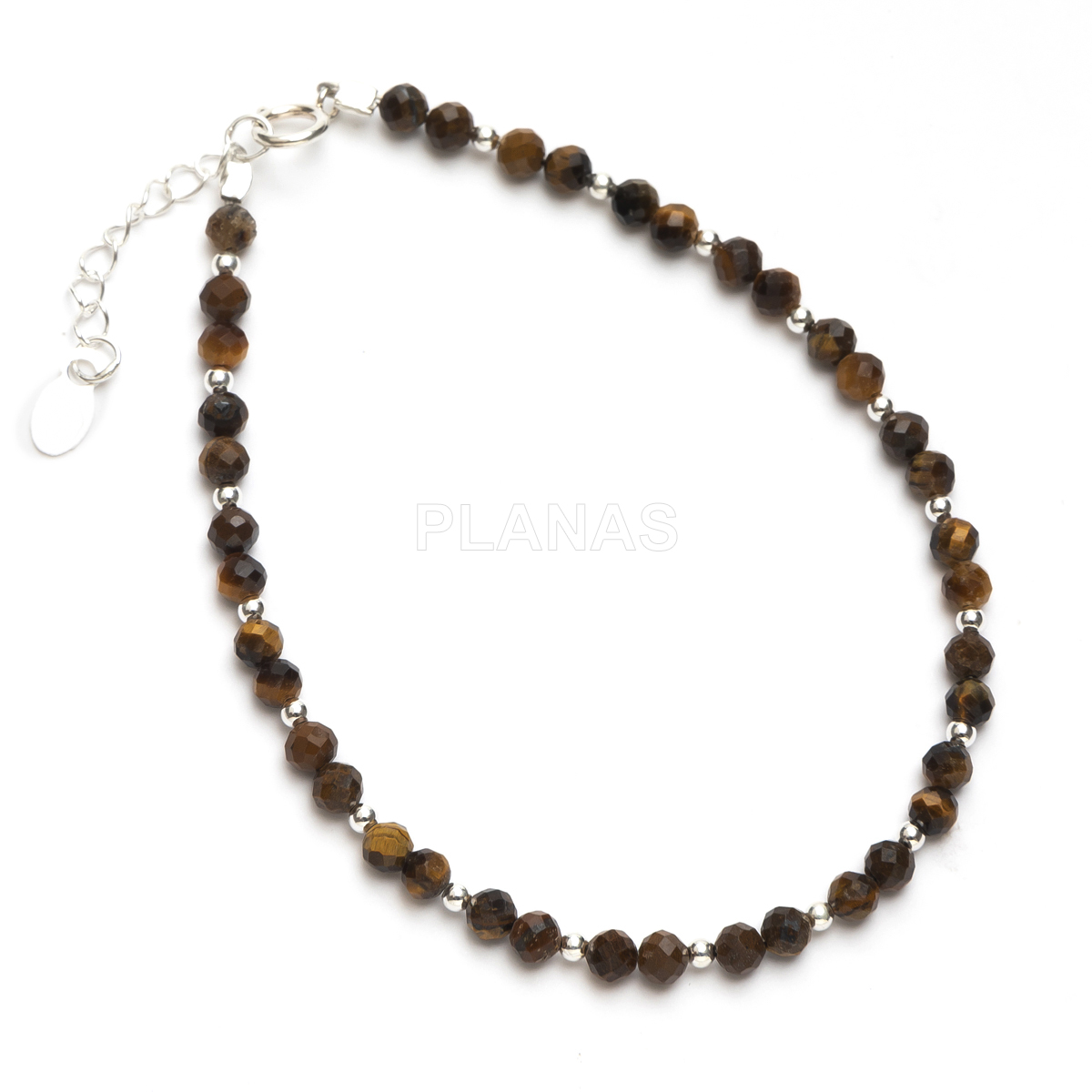 Pulsera en plata de ley y Minerales en 3mm facetado.