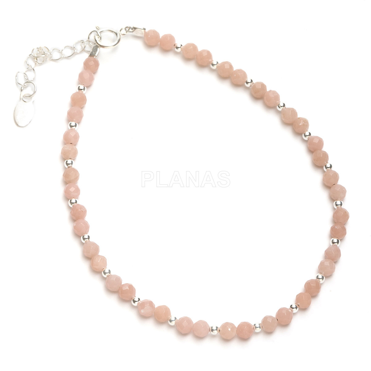 Pulsera en plata de ley y Minerales en 3mm facetado.