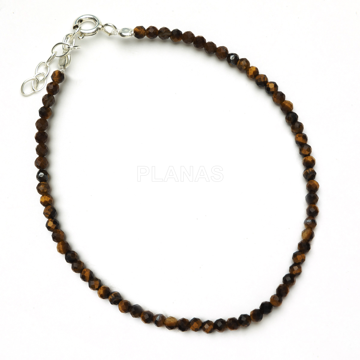 Pulsera en plata de ley y Minerales en 2mm facetado.