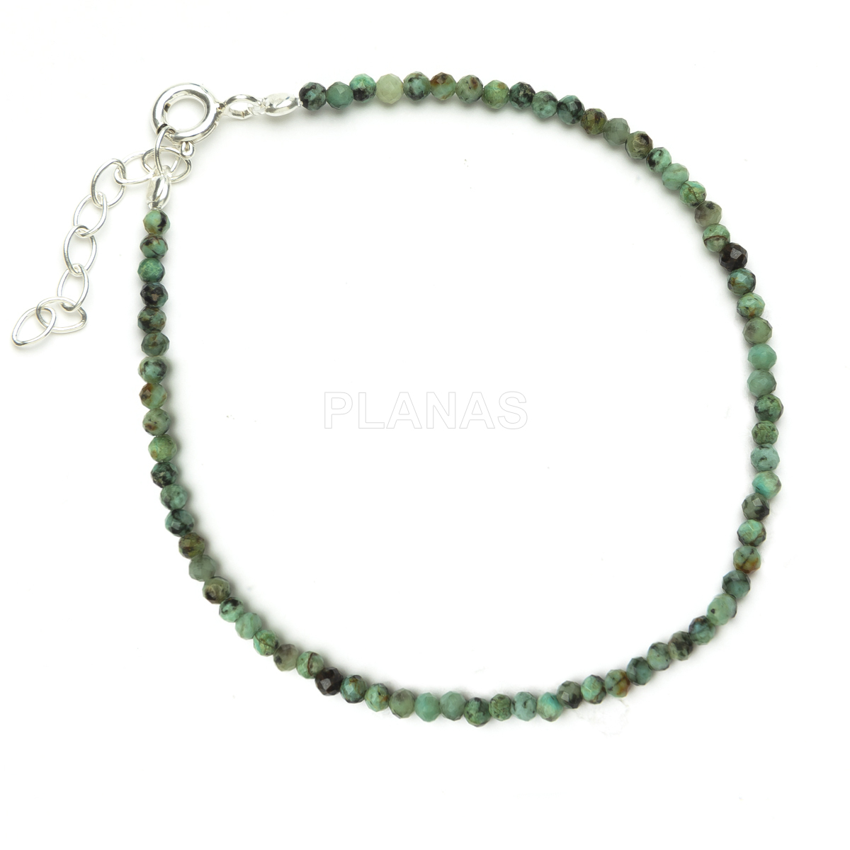 Pulsera en plata de ley y Minerales en 2mm facetado.