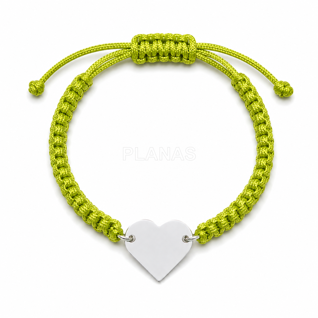 Pulsera macramé en Plata de ley. CORAZÓN.