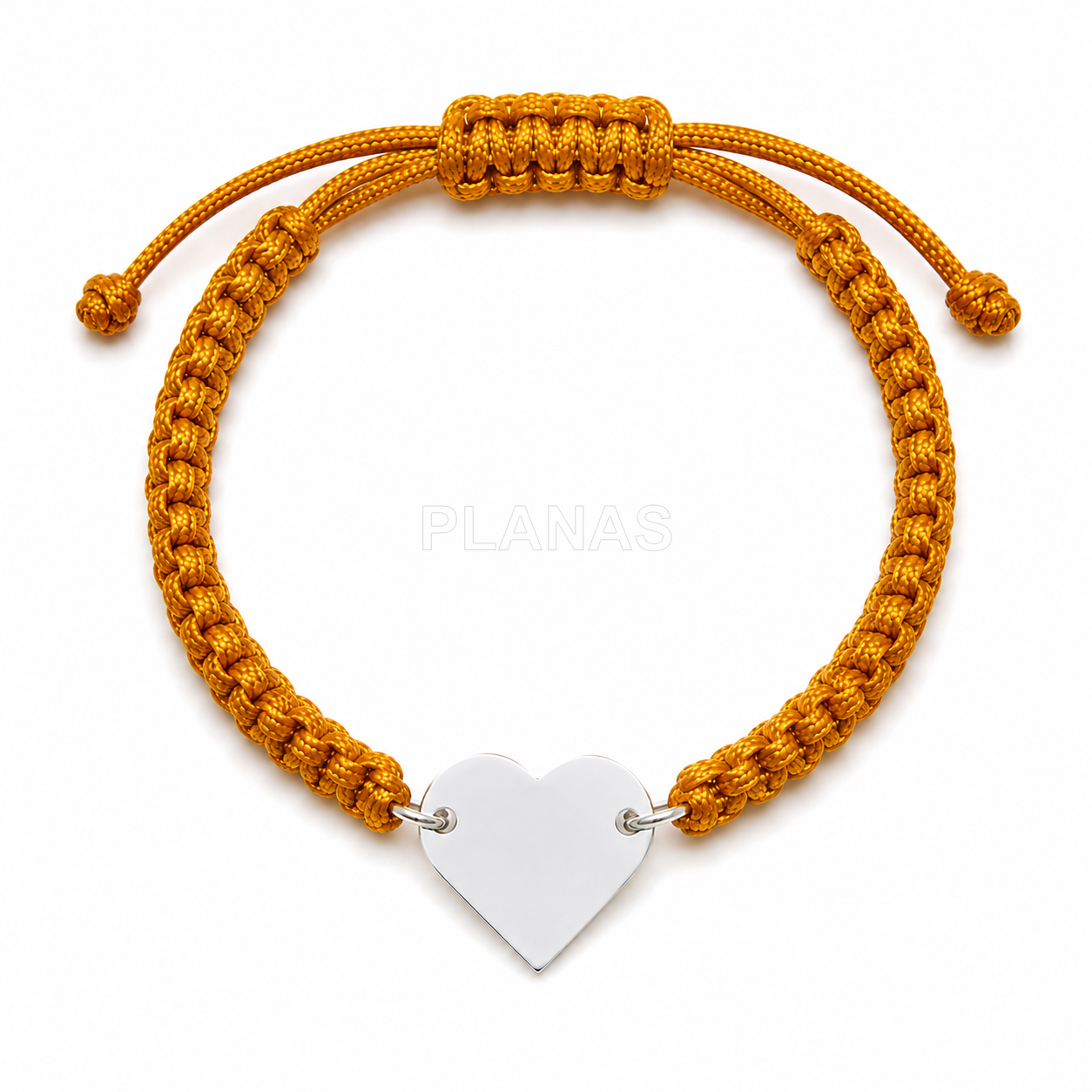 Pulsera macramé en Plata de ley. CORAZÓN.