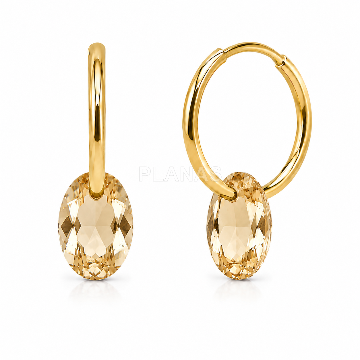 Pendientes en Plata de ley y Baño Oro con Componente Swarovski. 